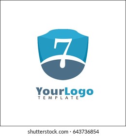 7 letter logo. Blue shield for Hotel, Reatil, Law, Finance, investment, Sport Club or any Luxury image Business