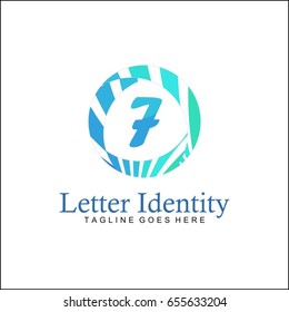 7 Letter logo. Creative Blue Line Circle Logo.