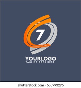 7 Letter logo Runway Circle Icon Element Template Design Logo. Orange and grey road vector illustration. 