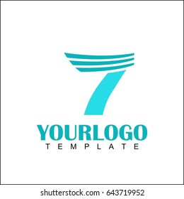 7 letter luxury logotype. Modern blue wings template logo design. Monochrome, retail, business, finance, color, retro rough versions.
