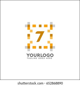 7 letter pixel tech logo vector illustration