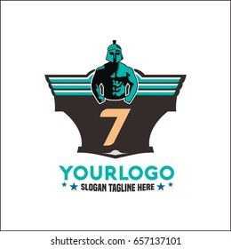 7 Letter Strong  Logo, lettering. Sport gym, fitness label. Vector illustration