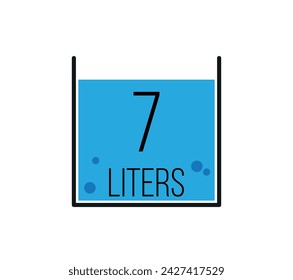 7 liters icon vector design. Liquid measure in liters isolated on white background