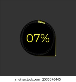 7% Loading. Ui Diagram vector. Download progress icon. Circle diagram interface. Seven percent downloading.