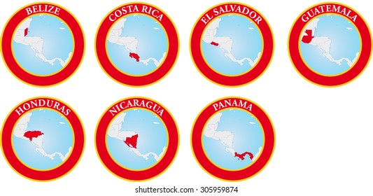 7 maps of the Central American countries