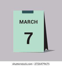 7. März Kalender Datum Symbol Minimaler Schreibtisch Kalender Vektorgrafik