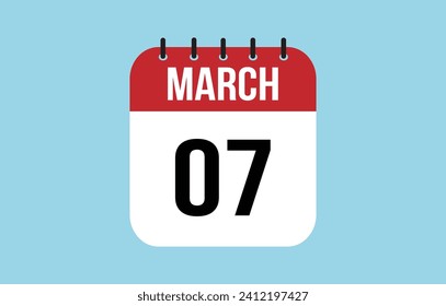 7 March Calendar. March Calendar Vector Illustration.