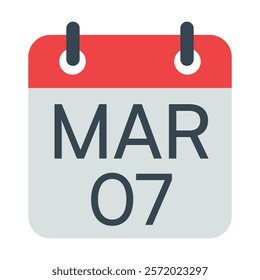 7 March Vector Calendar Icon. Isolated Vector Calendar. 