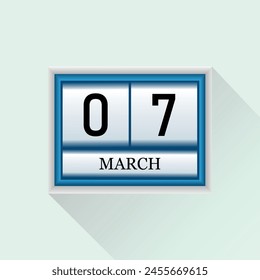 7 March Vector flat daily calendar icon Date and month