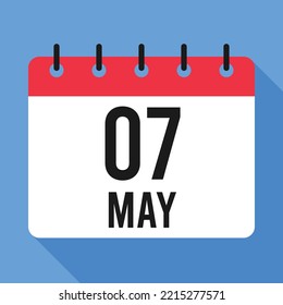 7 May Calendar. Blue Background. Vector Calendar.