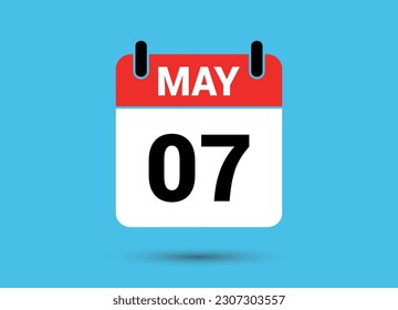 7 May Calendar Date Flat Icon Day 7 Vector Illustration
