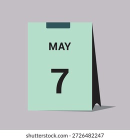 7 may calendar date icon minimal desk calendar vector illustration