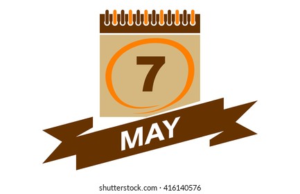7 May Calendar with Ribbon