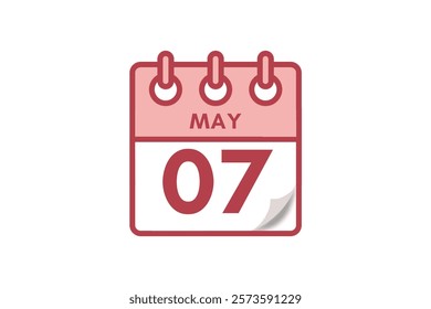 7 May month single day vector, illustration, calendar with maroon, rose and white color background calendar May 7