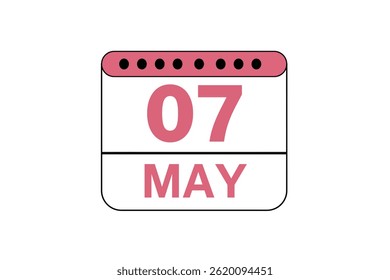 7 maio mês vetor dia único, ilustração, calendário com pêssego, preto e branco ícone de calendário de fundo de cor de maio 7