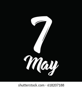 7 may, text design. Vector calligraphy. Typography poster. Usable as background.