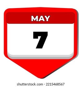 7 May vector icon calendar day. 7 date of May. Seventh day of May. 7th date number. 7 day calendar. Seven date. Kazakhstan Defender of Fatherland