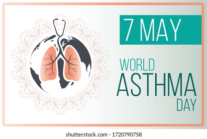  7 May World Asthma Day vector greeting card.