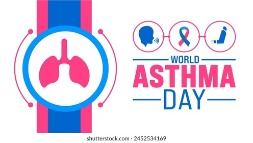 7 May World Asthma Day background template. Holiday concept. use to background, banner, placard, card, and poster design template with text inscription and standard color. vector illustration.