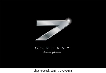 7 metal silver logo number on a black blackground