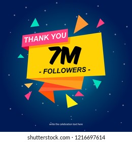7 million followers card banner template for celebrating many followers in online social media networks.