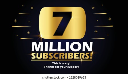 7 million followers vector post 7m celebration. Seven million subscribers followers thank you congratulation.