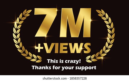Diseño de fondo de la celebración de 7 millones de visitas.  Siete millones de visitas. Vistas de 7M