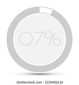 7% Minimal Flat white plane progress button  with shadow. well aligned loading graphic vector 