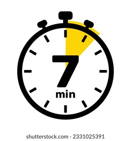 7 Minutes Analog Clock Icon white background .