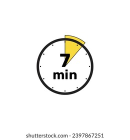 7 Minutes Analog Clock Icon white background .