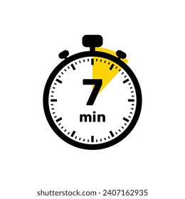 7 Minutes Analog Clock Icon white background design.