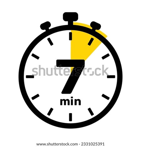 7 Minutes Analog Clock Icon white background .