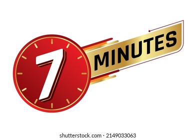 7 minutes isolated on white background. Time concept. Vector illustration.