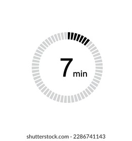 The 7 minutes, stopwatch vector icon, digital timer. clock and watch, timer, countdown symbol.