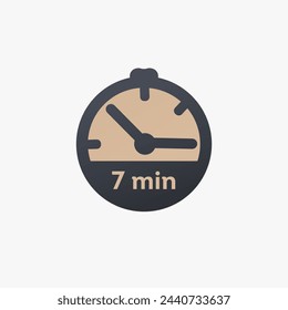 7 minutes, stopwatch vector icon. clock icon in flat style. Stock vector illustration isolated
