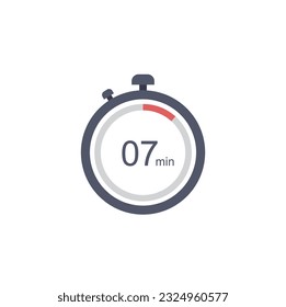 7 minutes timer icon, 7 min digital timer. Clock and watch, timer, countdown.