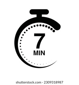 7 minutes timer stopwatch vector illustration isolated on white background.