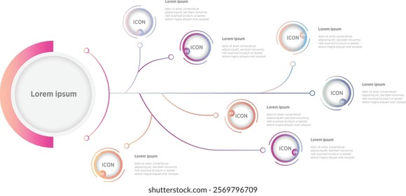 7 Modern colorful of success Infographic Template for business direction, marketing strategy, diagram, data, growth, arrow teamwork skill management timeline, for presentation report and progress
