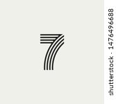 7 monogram. Abstract letter 7 logo design. Line creative symbol. Logo branding. Universal vector icon - Vector