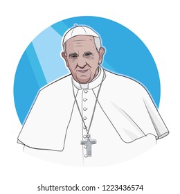 7 NOV, 2018. Pope Francis  Vector Portrait.