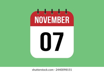 7 November Calendar. November Calendar Vector Illustration.