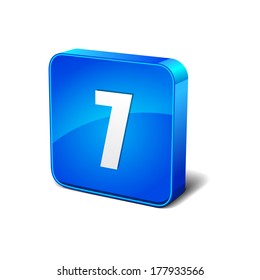 7 Number 3d Rounded Corner Blue Vector Icon Button