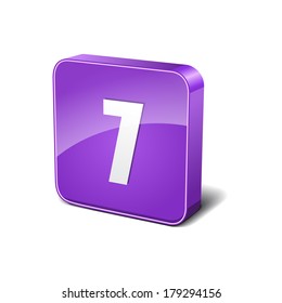 7 Number 3d Rounded Corner Violet Vector Icon Button