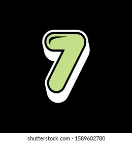 7 number bold letter digit logo design