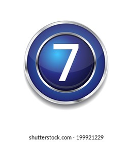 7 Number Circular Vector Blue Web Icon Button