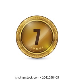 7 Number Circular Vector Gold Web Icon