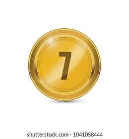 7 Number Circular Vector Gold Web Icon