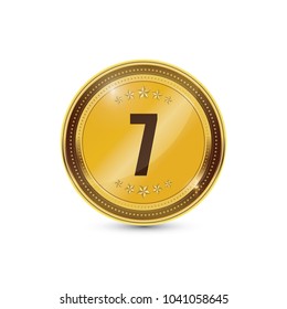 7 Number Circular Vector Gold Web Icon
