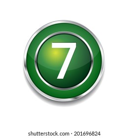 7 Number Circular Vector Green Web Icon Button