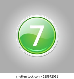 7 Number Circular Vector Green Web Icon Button